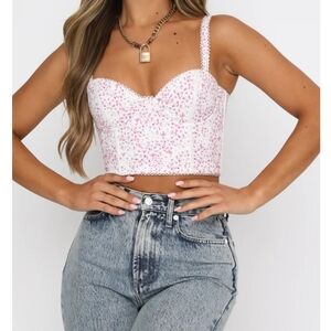 Like New! White Fox Butterfly Bustier Crop Top
